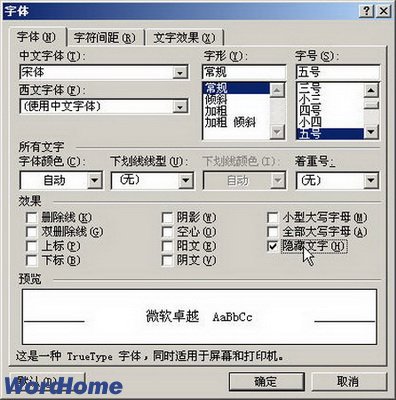 选中隐藏文字复选框